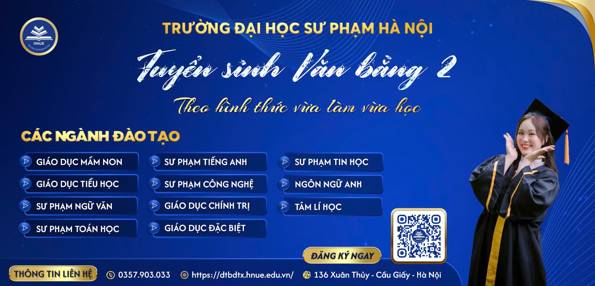 Thông báo tuyển sinh văn bằng 2 hệ vừa làm vừa học.