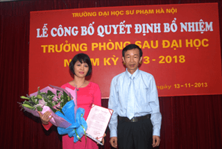 Lễ công bố quyết định bổ nhiệm Trưởng phòng Sau đại học - Trưởng phòng Tổ chức cán bộ - Trưởng khoa Tiếng Pháp - Giám đốc Trung tâm Đào tạo và Bồi dưỡng thường xuyên nhiệm kì 2013 - 2018