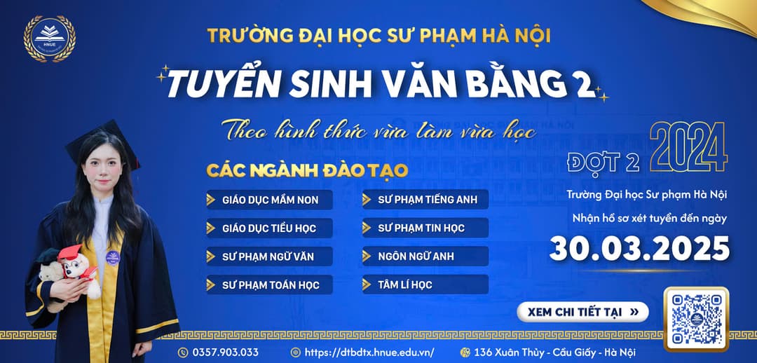 Thông báo tuyển sinh văn bằng 2 hệ vừa làm vừa học.