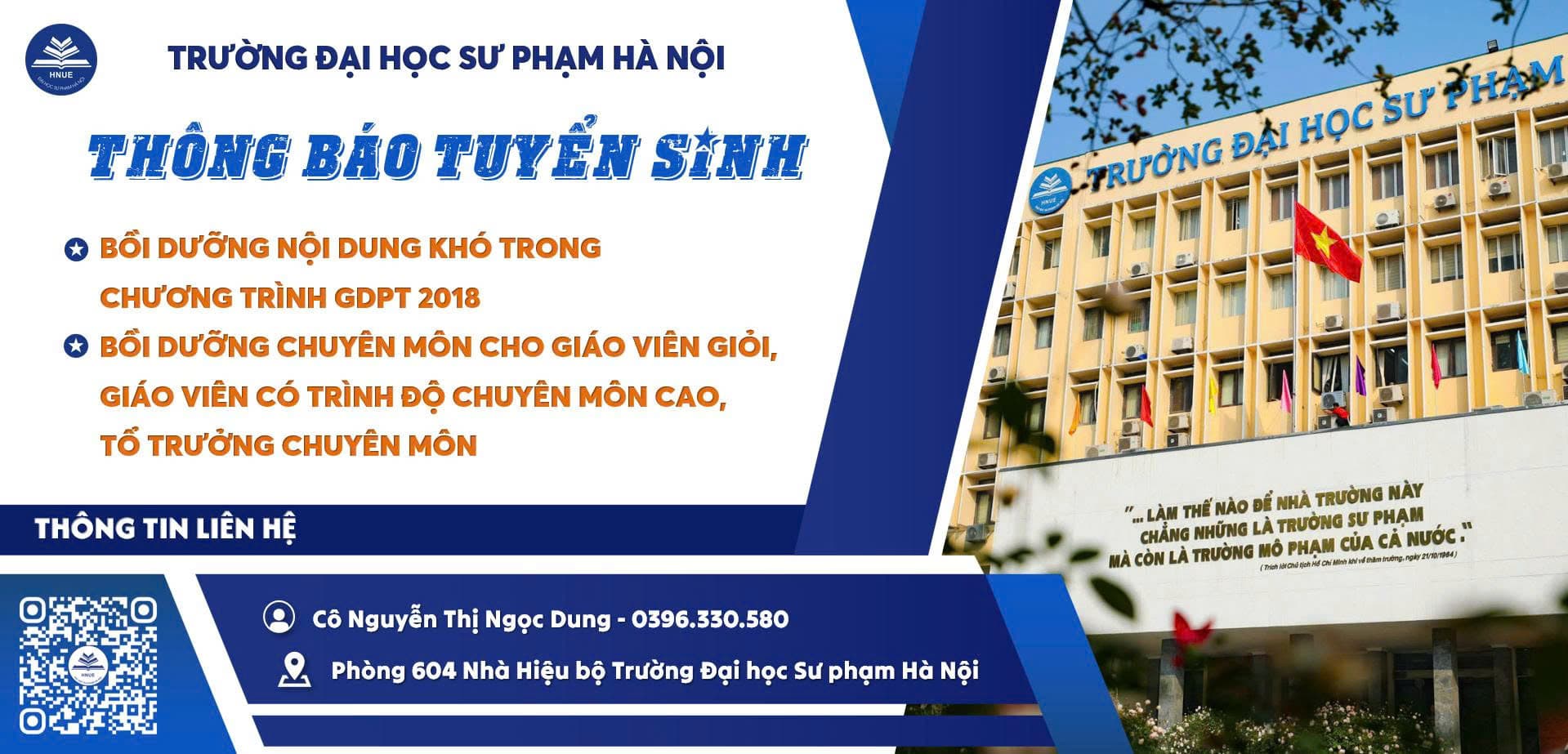 Thông báo tuyển sinh lớp bồi dưỡng nội dung khó trong chương trình GDPT 2018 và bồi dưỡng chuyên môn cho giáo viên giỏi, giáo viên có trình độ cao, tổ trưởng chuyên môn.