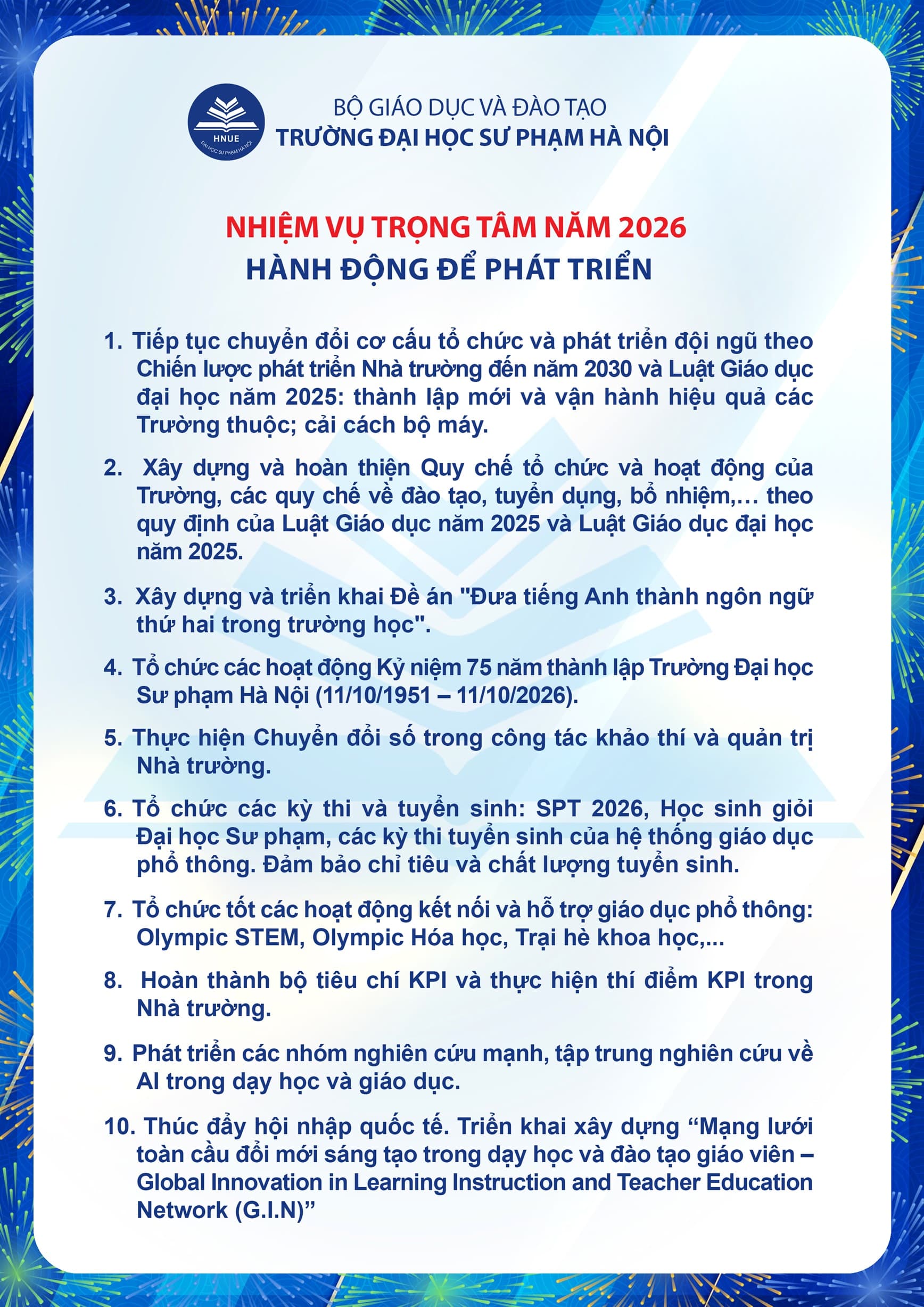 THÔNG ĐIỆP NĂM MỚI 2026 CỦA HIỆU TRƯỞNG TRƯỜNG ĐẠI HỌC SƯ PHẠM HÀ NỘI